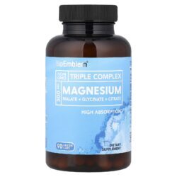 BioEmblem Magnésio de Complexo Triplo 90 Cápsulas Vegetais (150 mg por Cápsula)