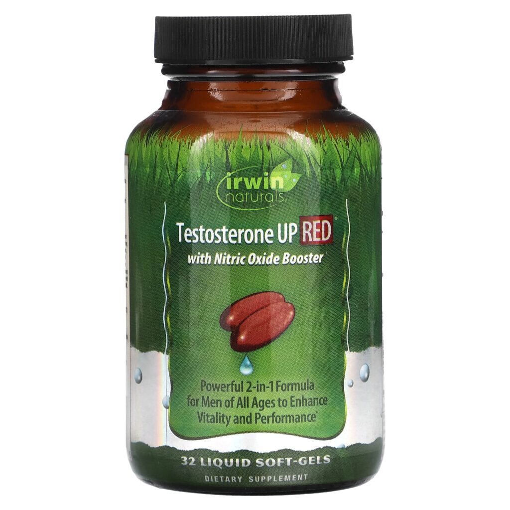 Irwin Naturals Vermelho de Testosterona UP com Booster de Óxido Nítrico 32 Cápsulas Softgel Líquidas