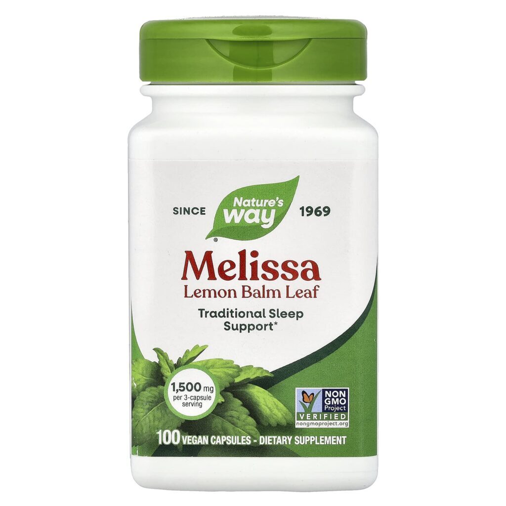 Natures Way Folha de Erva-Cidreira 100 Cápsulas Veganas (500 mg por Cápsula)