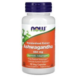 NOW Foods Ashwagandha Extrato Padronizado 450 mg 90 Cápsulas Vegetais