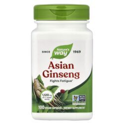 Natures Way Ginseng Asiático 100 Cápsulas Veganas (560 mg por Cápsula)