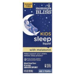 Mommys Bliss Líquido para Sono para Crianças Melatonina Crianças a partir de 3 Anos Uva Natural 120 ml (4 fl oz)