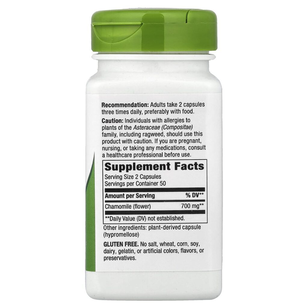 Natures Way Flor de Camomila 700 mg 100 Cápsulas Veganas (350 mg por Cápsula) - Imagem 2