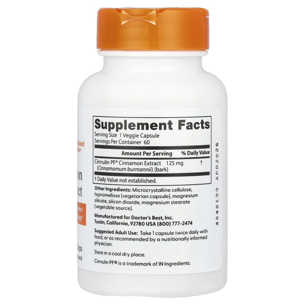 Doctors Best Extrato de Canela com Cinnulin PF 125 mg 60 Cápsulas Vegetais - Imagem 2