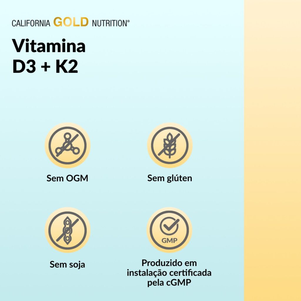 California Gold Nutrition Vitaminas D3 + K2 como MK- 7 180 Cápsulas Vegetais - Imagem 6