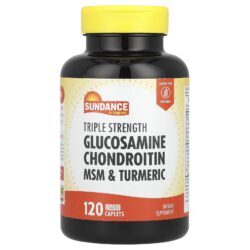 Sundance Vitamins Glicosamina Condroitina MSM e Cúrcuma Potência Tripla 120 Cápsulas Revestidas