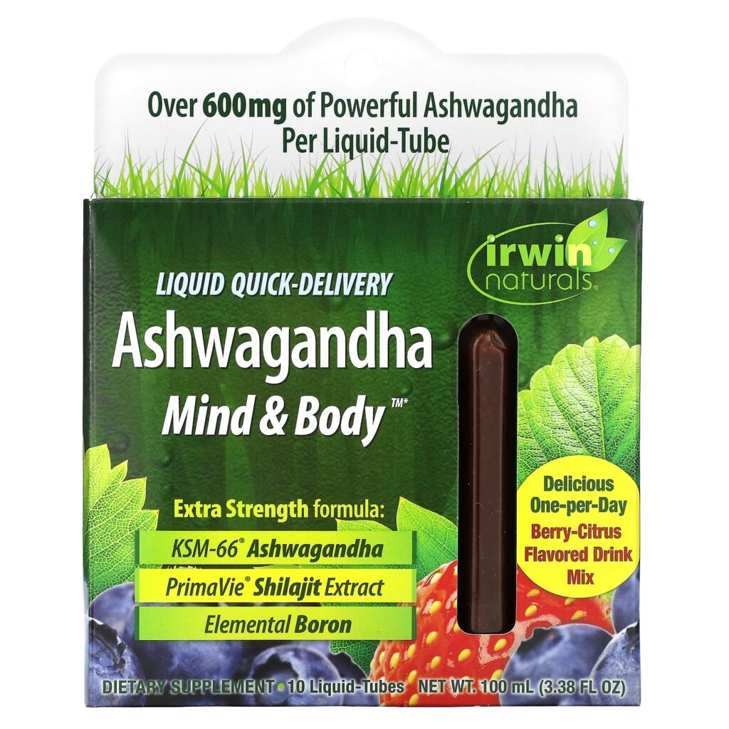 Irwin Naturals Ashwagandha Mind & Body Berry-Citrus 10 Líquidos-Tubos 100 ml (338 fl oz)