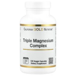 California Gold Nutrition Complexo Triplo de Magnésio Malato Citrato e Bisglicinato Quelato 120 Cápsulas Vegetais (105 mg por Cápsula)