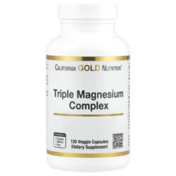 California Gold Nutrition Complexo Triplo de Magnésio Malato Citrato e Bisglicinato Quelato 120 Cápsulas Vegetais (105 mg por Cápsula)