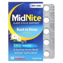 MidNite Suporte ao Ciclo do Sono Dose Baixa Cereja 15 mg 30 Comprimidos de Dissolução Rápida