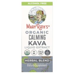 MaryRuths Extrato Líquido de Kava Orgânico Calmante Sem Álcool 1.180 mg 30 ml (1 fl oz)