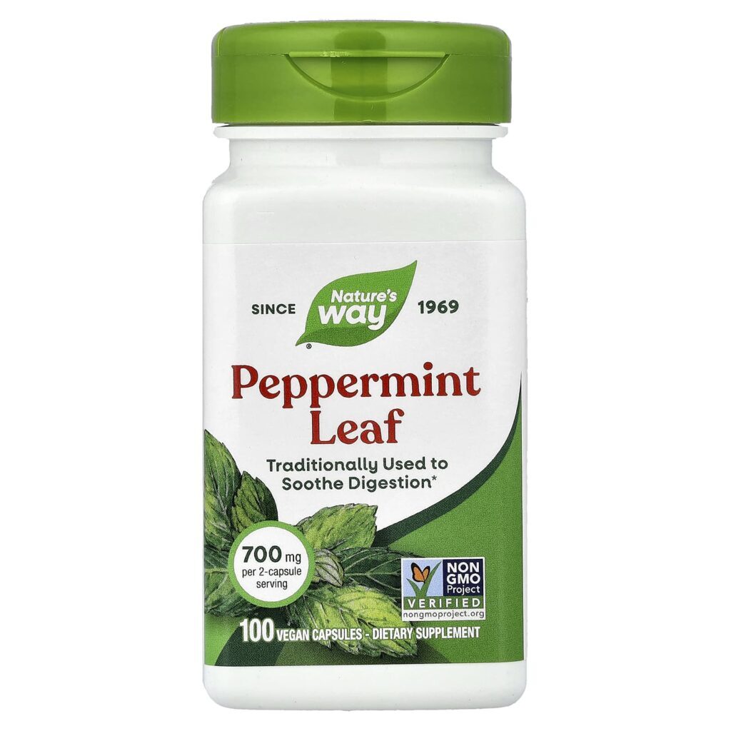 Natures Way Folha de Hortelã-Pimenta 100 Cápsulas Veganas (350 mg por Cápsula)