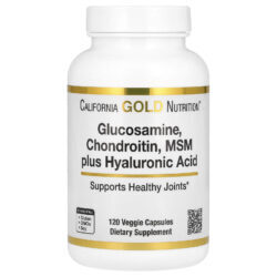 California Gold Nutrition Glicosamina Condroitina MSM mais Ácido Hialurônico 120 Cápsulas Vegetais
