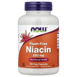 NOW Foods Ácido Nicotínico Sem Rubor 250 mg 180 Cápsulas Vegetais