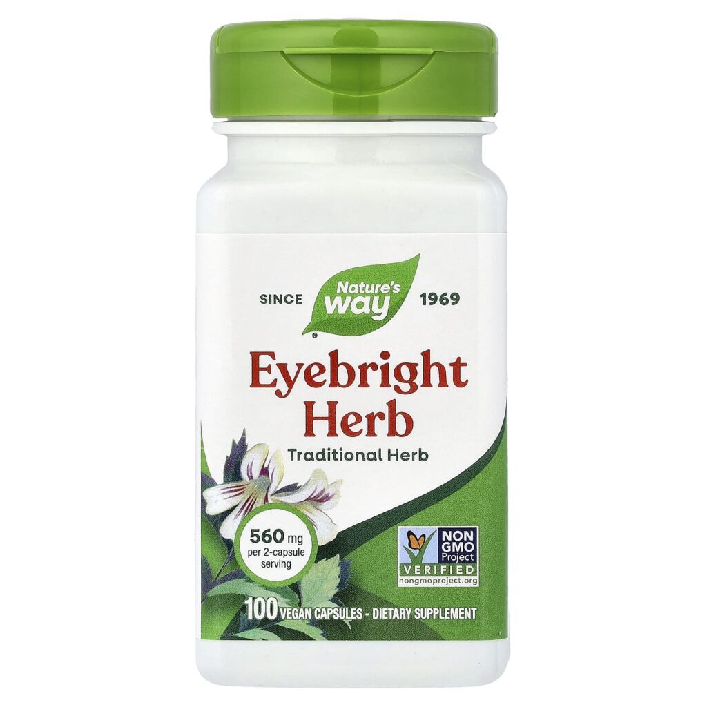 Natures Way Folha de Eufrásia 100 Cápsulas Veganas (280 mg por Cápsula)