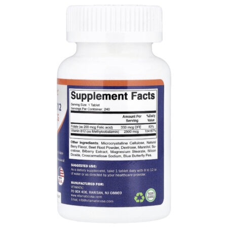 Vitamatic Metil B12 Fruto Silvestre Natural 240 Comprimidos de Dissolução Rápida — foto 2