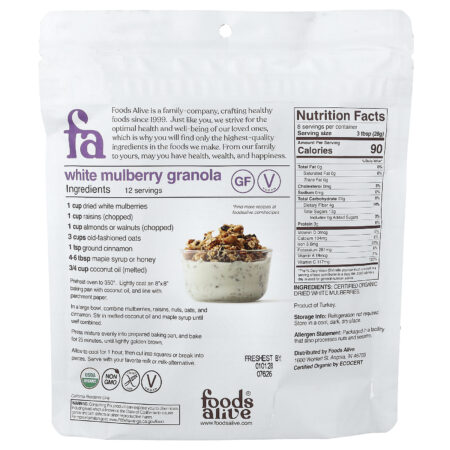 Foods Alive Amora Branca Orgânica Seca 227 g (8 oz) — foto 2