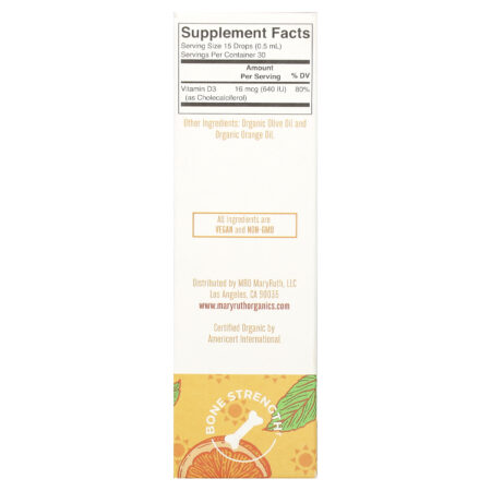 MaryRuths Vitamina D3 Orgânica em Gotas para Crianças 4 a 13 Anos Laranja 640 UI 15 ml (05 fl oz) — foto 2