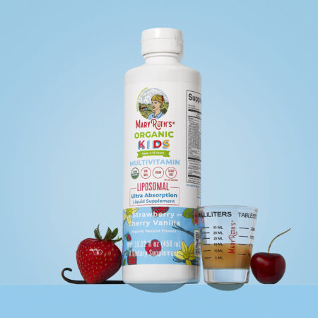 MaryRuths Organic Kids Multivitamínico Lipossomal 4–13 Anos Morango Cereja e Baunilha 450 ml (1522 fl oz) — foto 3