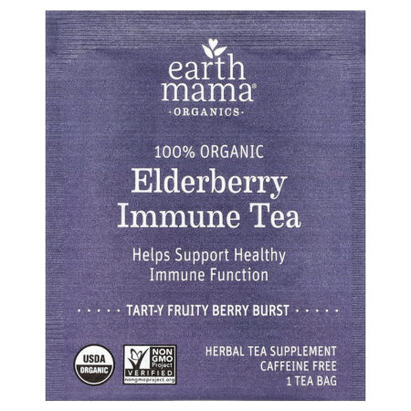 Earth Mama Organics Chá para o Sistema Imunológico de Sabugueiro 100% Orgânico Explosão de Frutos Silvestres Azeda e Frutada Sem Cafeína 16 Saquinhos de Chá 28 g (098 oz) — foto 3