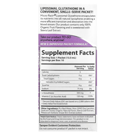Aurora Nutrascience Micro-Pack+® Glutationa Lipossomal 10 Embalagens 135 ml (046 fl oz) Cada — foto 2