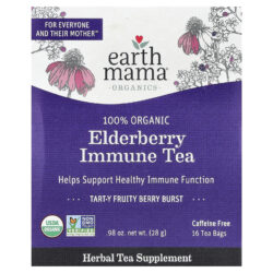 Earth Mama Organics Chá para o Sistema Imunológico de Sabugueiro 100% Orgânico Explosão de Frutos Silvestres Azeda e Frutada Sem Cafeína 16 Saquinhos de Chá 28 g (098 oz)