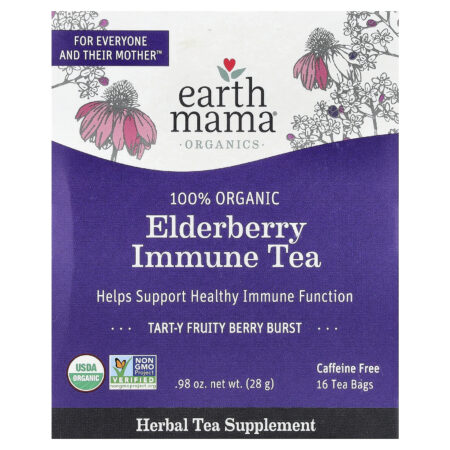 Earth Mama Organics Chá para o Sistema Imunológico de Sabugueiro 100% Orgânico Explosão de Frutos Silvestres Azeda e Frutada Sem Cafeína 16 Saquinhos de Chá 28 g (098 oz) — foto 1