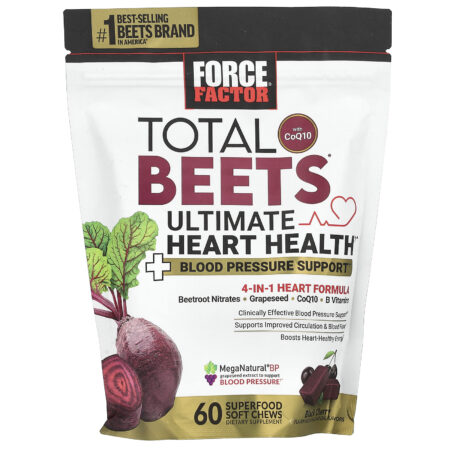 Force Factor Total Beets® com CoQ10 para a Saúde Definitiva do Coração Cereja Negra 60 Cápsulas Mastigáveis de Superalimentos — foto 1
