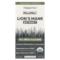 Triquetra Health MycoMax® Extrato de Juba-de-Leão Força Máxima 60 Cápsulas (250 mg por Cápsula)
