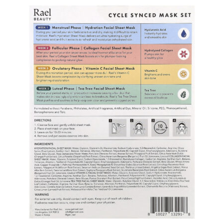 Rael Conjunto de Máscaras de Beleza Cycle ⚠️ 4 Folhas 25 ml (084 fl oz) Cada — foto 3