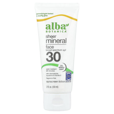 Alba Botanica Sheer Mineral Loção de Protetor Solar Facial FPS 30 Sem Perfume 59 ml (2 fl oz) — foto 1