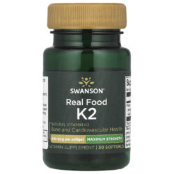 Swanson Vitamins Real Food K2 Força Máxima 200 mcg 30 Cápsulas Softgel