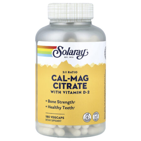 Solaray Citrato de Cal-Mag com Vitamina D-2 180 VegCaps — foto 1