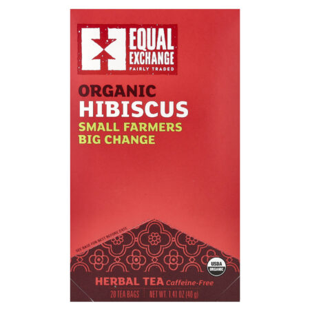 Equal Exchange Hibisco Orgânico Chá de Ervas Sem Cafeína 20 Saquinhos de Chá 40 g (141 oz) — foto 1