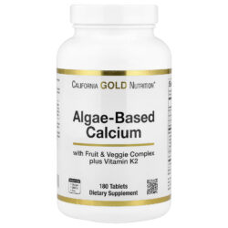California Gold Nutrition Cálcio à Base de Algas com Cálcio Vitamina D3 e Magnésio Morango Framboesa e Mirtilo Orgânicos 180 Comprimidos