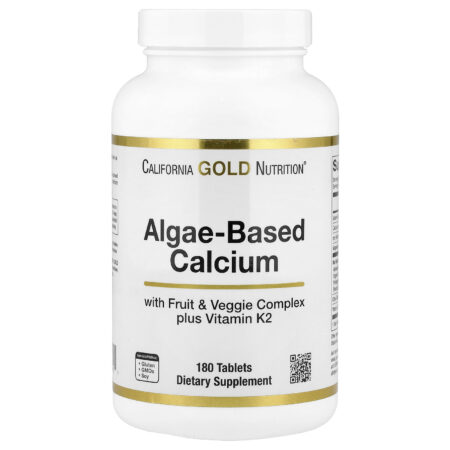 California Gold Nutrition Cálcio à Base de Algas com Cálcio Vitamina D3 e Magnésio Morango Framboesa e Mirtilo Orgânicos 180 Comprimidos — foto 1