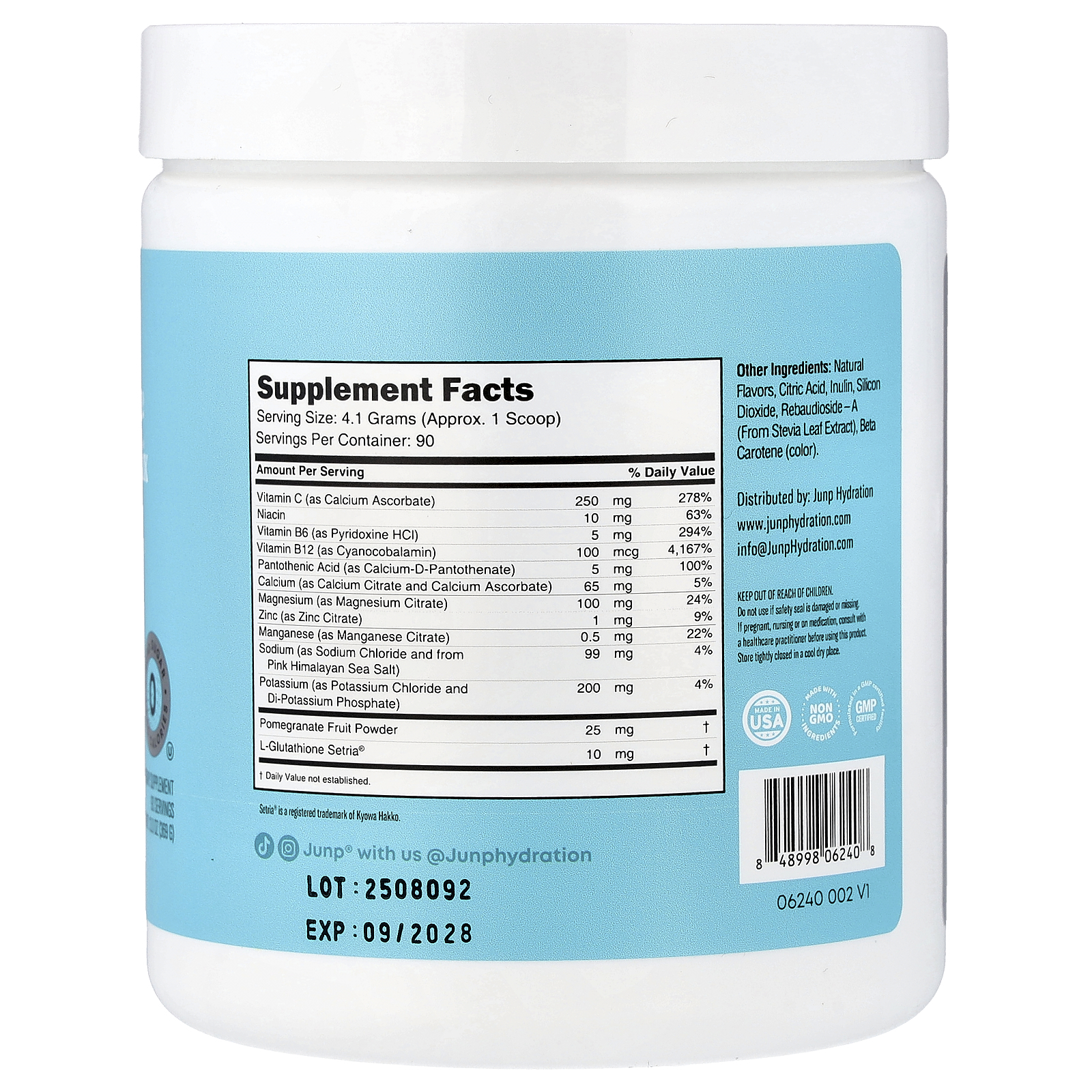 JUNP Hydration Mistura de Eletrólitos em Pó Pina Colada 369 g (13 oz) — foto 2 JUNP Hydration Mistura de Eletrólitos em Pó Pina Colada 369 g (13 oz) - Imagem 2