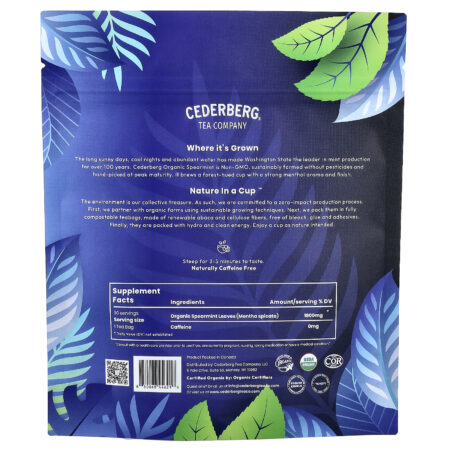 Cederberg Tea Co Chá de Estate Individual Hortelã Orgânica Sem Cafeína 30 Saquinhos de Chá Naturais 42 g (148 oz) — foto 2