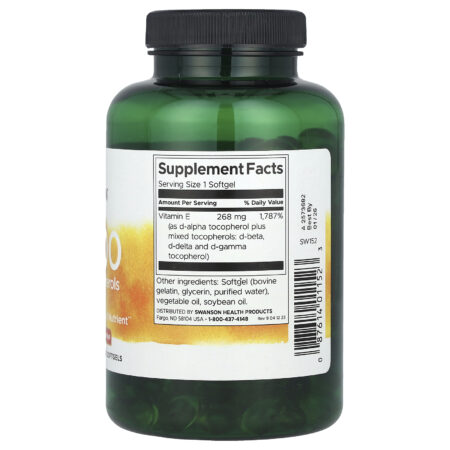 Swanson Vitamins Tocoferóis Mistos de Vitamina E 400 UI 250 Cápsulas Softgel — foto 2