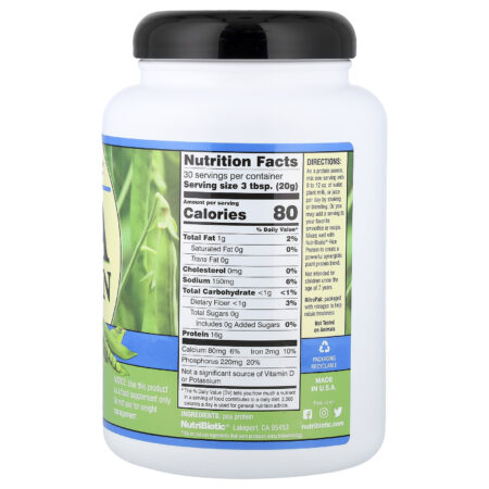 NutriBiotic Proteína em Pó de Ervilha Simples 600 g (1 lb 516 oz) — foto 2