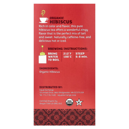 Equal Exchange Hibisco Orgânico Chá de Ervas Sem Cafeína 20 Saquinhos de Chá 40 g (141 oz) — foto 2