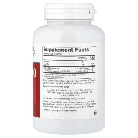 Protocol for Life Balance Óleo de Peixe DHA-1000 1.000 mg 90 Cápsulas Softgel — foto 2