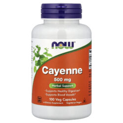 NOW Foods Caiena 500 mg 100 Cápsulas Vegetais