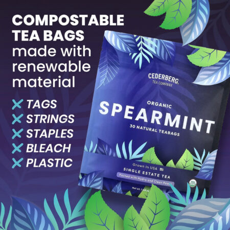 Cederberg Tea Co Chá de Estate Individual Hortelã Orgânica Sem Cafeína 30 Saquinhos de Chá Naturais 42 g (148 oz) — foto 3