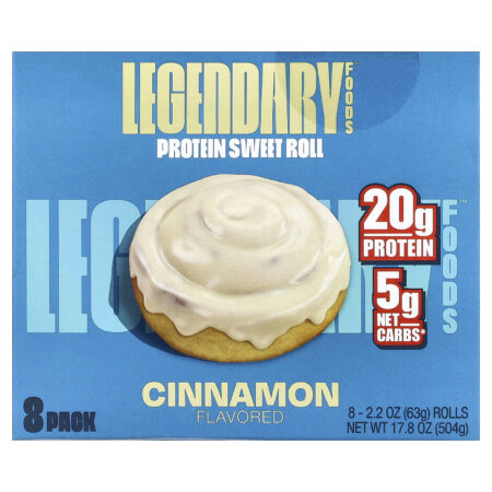 Legendary Foods Rolinho Doce de Proteína Canela Pacote com 8 63 g (22 oz) Cada — foto 1
