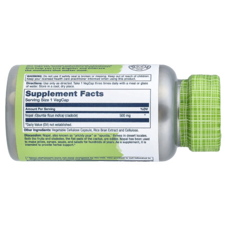 Solaray Ervas verdadeiras Nopal Opuntia Cacto 500 mg 100 VegCaps — foto 2