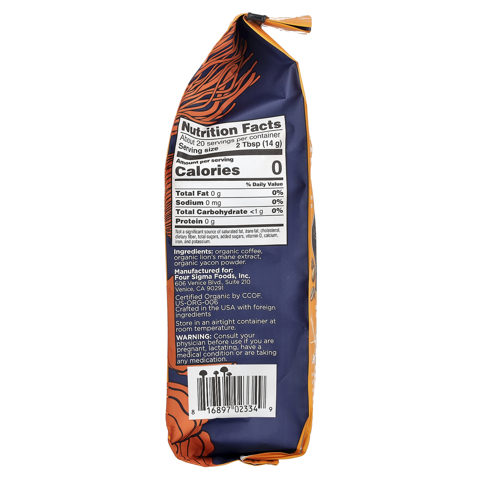 Four Sigmatic Focus Café Orgânico Frio com Juba-de-Leão Cogumelo e Yacon Moagem Grossa Torra Escura 283 g (10 oz) — foto 2 Four Sigmatic Focus Café Orgânico Frio com Juba-de-Leão Cogumelo e Yacon Moagem Grossa Torra Escura 283 g (10 oz) - Imagem 2