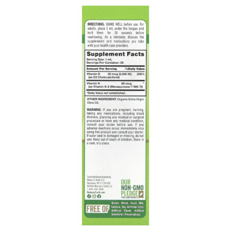 Natures Truth K2 + D3 com MK-7 Liquid Drops 59 ml (2 fl oz) — foto 2