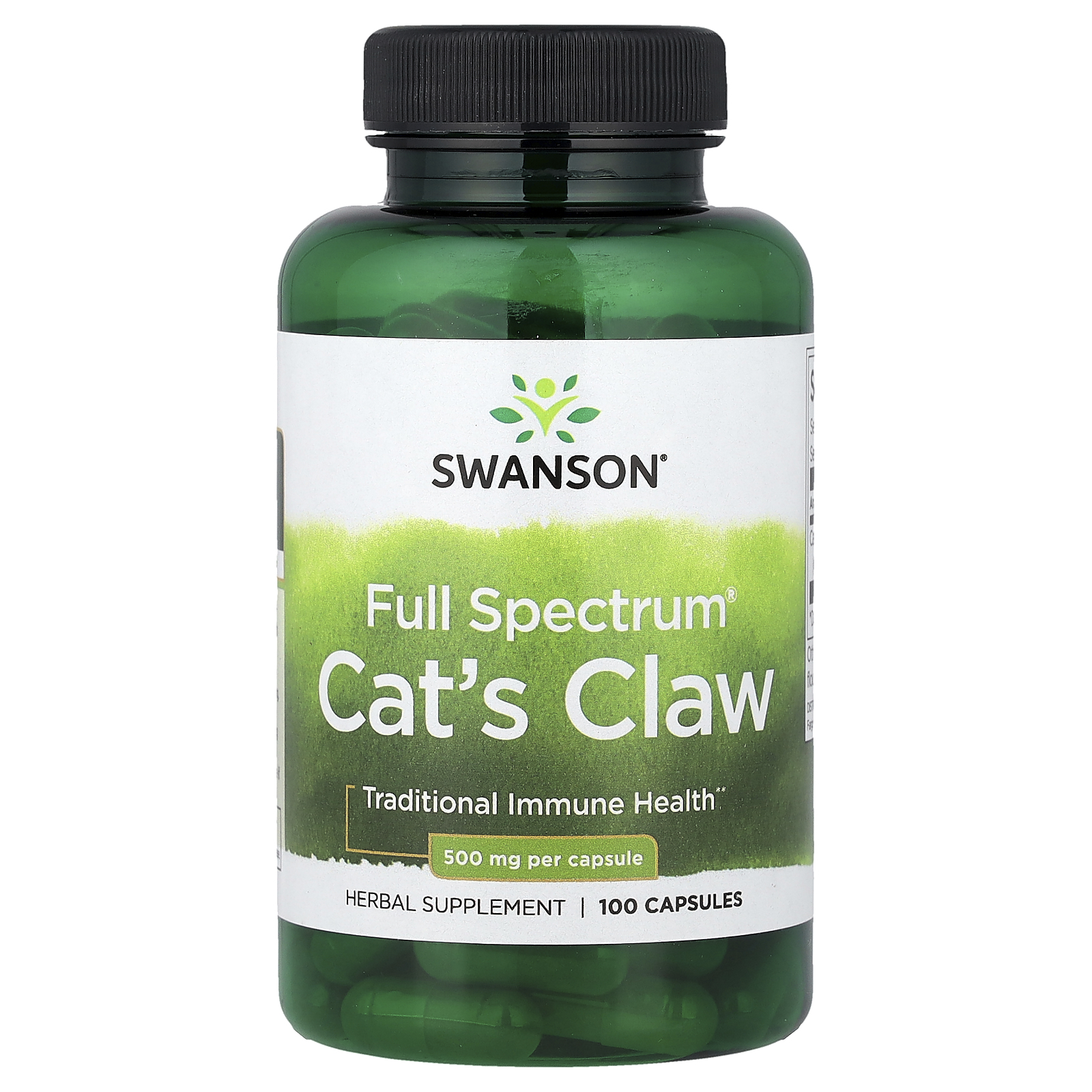 Swanson Vitamins Unha-de-gato Full Spectrum® 500 mg 100 Cápsulas