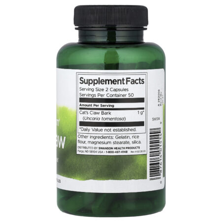 Swanson Vitamins Unha-de-gato Full Spectrum® 500 mg 100 Cápsulas - Imagem 2